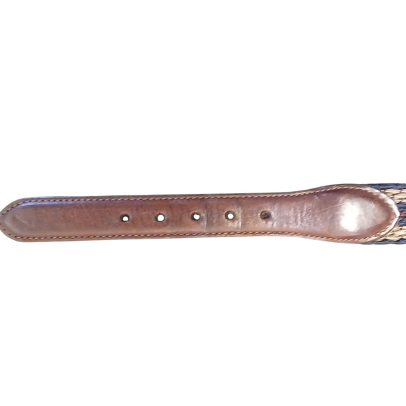 Brighton - Men's Tri-Colored Woven Belt, Brass Buckle, Leather Ends - Picture 5 of 9